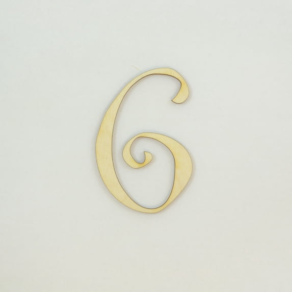 1 Pc, 5 Inch X 1/4 Inch Wood Numbers 6 In The Curlz Font Great For Craft Project & Different Decor