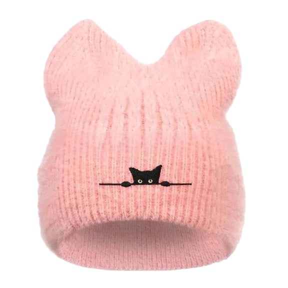 Crochet Hats For Women Cat Beanie Vintage Beanies Women Fox Hat Grunge Accessories Slouchy Beanies For Women Womens Winter Hat Pink One Size