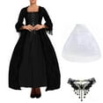 thumbnail image 2 of Drses‌‌ ‌‌‌‌‌‌Women's Ball Gown - Long Sleeve Square Neck Lace Dress with Skirt Support and Necklace for Masquerade Halloween, 2 of 4