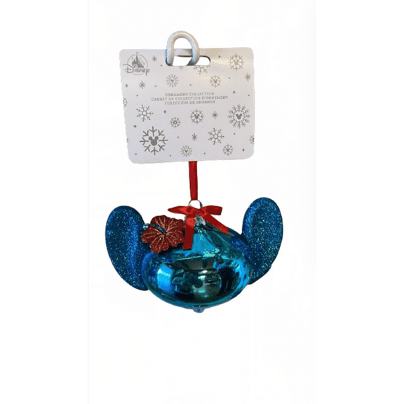 Disney Parks Stitch Aloha Glitter Glass Christmas Ornament New with Tag