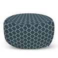 thumbnail image 1 of Quatrefoil Pouf Cover with Zipper, Moroccan Style Oriental Pattern Antique Tiling Design, Soft Decorative Fabric Unstuffed Case, 30" W X 17.3" L, Slate Blue and Pale Blue, by Ambesonne, 1 of 5