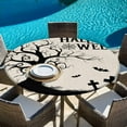 thumbnail image 5 of Halloween Round Tablecloth 36-44 Inch Round Fitted Table Cloth with Elastic Edge, Spooky Pumpkins Halloween Horror Bat Tree Waterproof Table Cover Protector for Outdoor Picnic Party Dining, 5 of 6