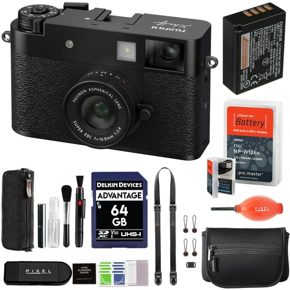 Fujifilm X Half Digital Camera (Black) Bundle with Extra Battery   Peak Design Strap   Camera Pouch   More Advanced Accessories | Fuji X Half Camera