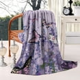 thumbnail image 2 of Purple Butterfly Flower Pattern Blanket,Comfortable Soft Lamb Wool Throw Blanket,All Season,Warm Lightweight Blankets for Sofa Bed Couch Living Room Chair,40"x50", 2 of 4