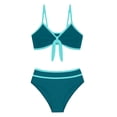 thumbnail image 3 of XIAOCHA Tie Front Halter Bikini Sets For Women Halter Neck Top With Contrast Trim High Cut Bottom Swim Suits Quick Drying Casual Beachwear Swimsuits, 3 of 5