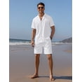thumbnail image 5 of COOFANDY Men Guayabera Shirt Sets Casual Button-Down Short Sleeve Vacation Outfit, 5 of 7