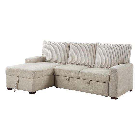 Lexicon Gallatin 2-Pcs Corduroy Sectional with Left Chaise in Beige & light gray