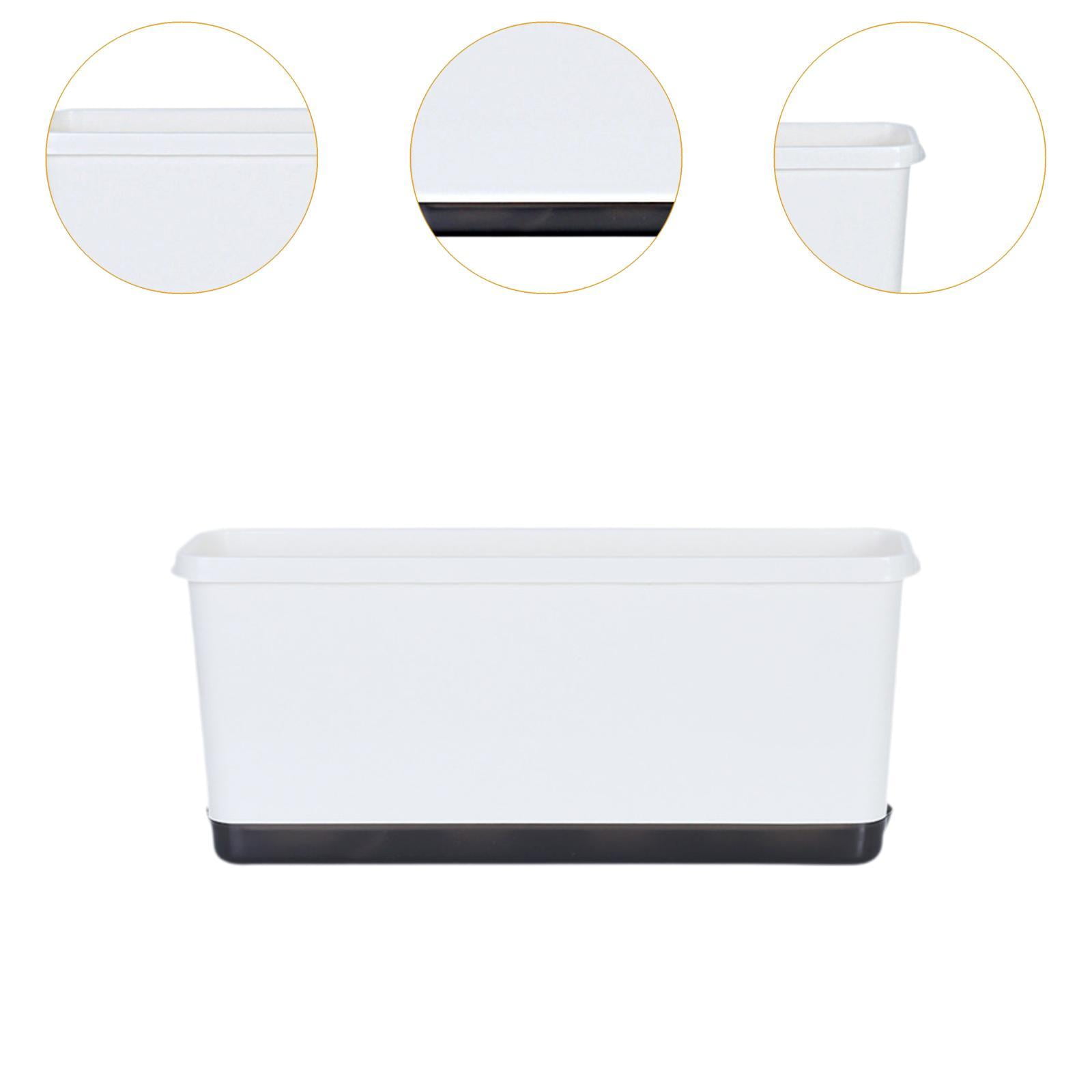 Bothyi 2 Pieces Window Box Planter Flower Pot Accessories Versatile with Drainage Holes White