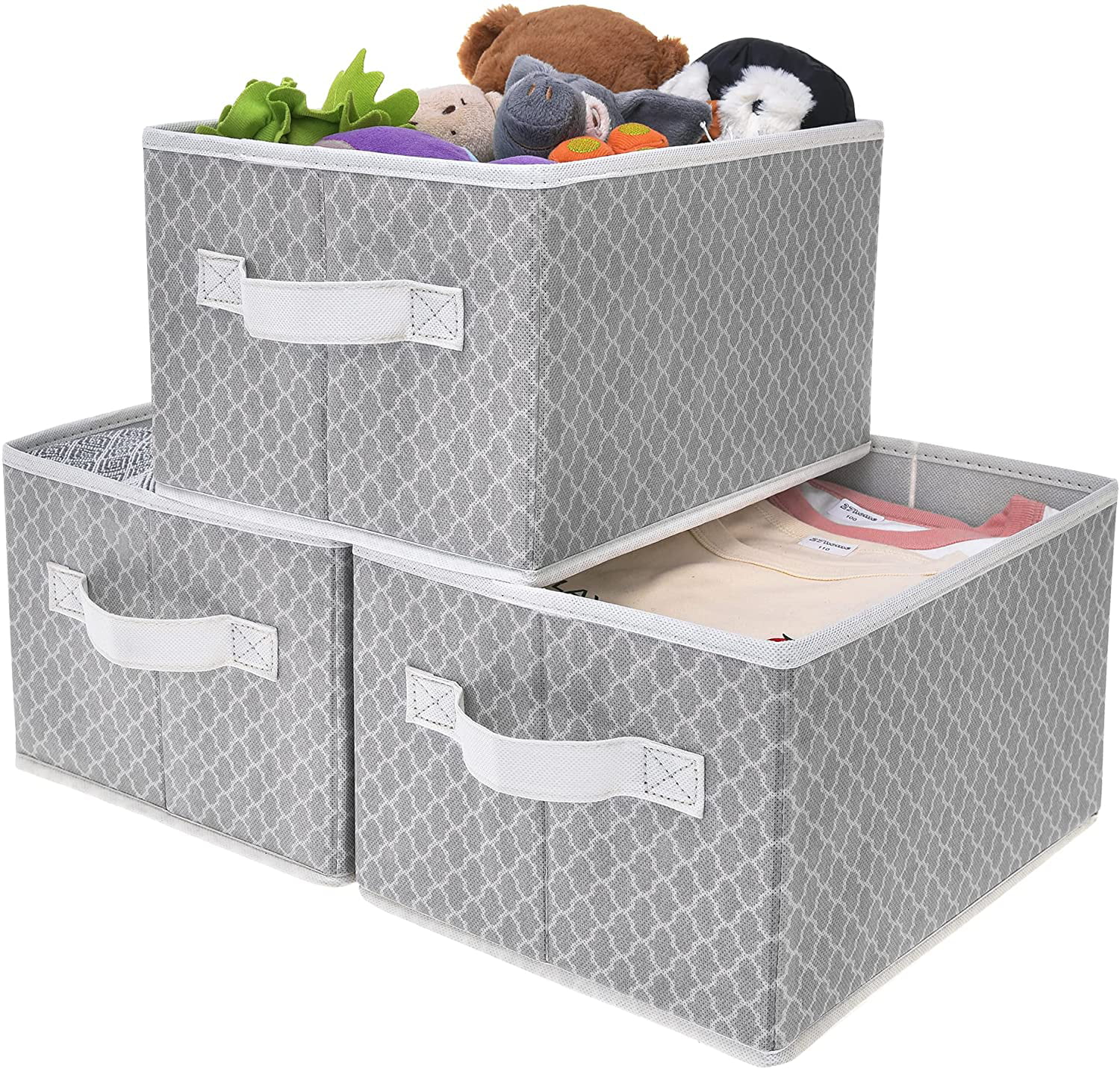 Toy Storage Basket Nursery Storage Containers with Lids Kids Storage Box Organizer Dark Gray and White Extra Large GRANNY SAYS Storage Bin with Lid 3-Pack 