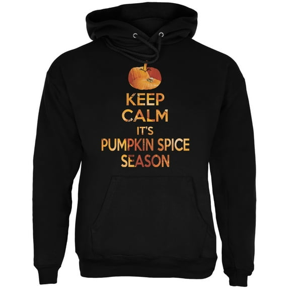 Keep Calm It's Pumpkin Spice Season Black Adult Hoodie - Small