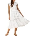 thumbnail image 2 of Vestido de verano sin mangas INSPIRE CHIC para mujer, vestido de verano con cuello en V, volantes, con cinturón, vestido en línea M color crema blanco, 2 of 6