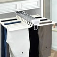 thumbnail image 2 of 22 Arms Steel Pull Out Pants Rack Closet Pants Hanger Clothes Organizers Beige, 2 of 7