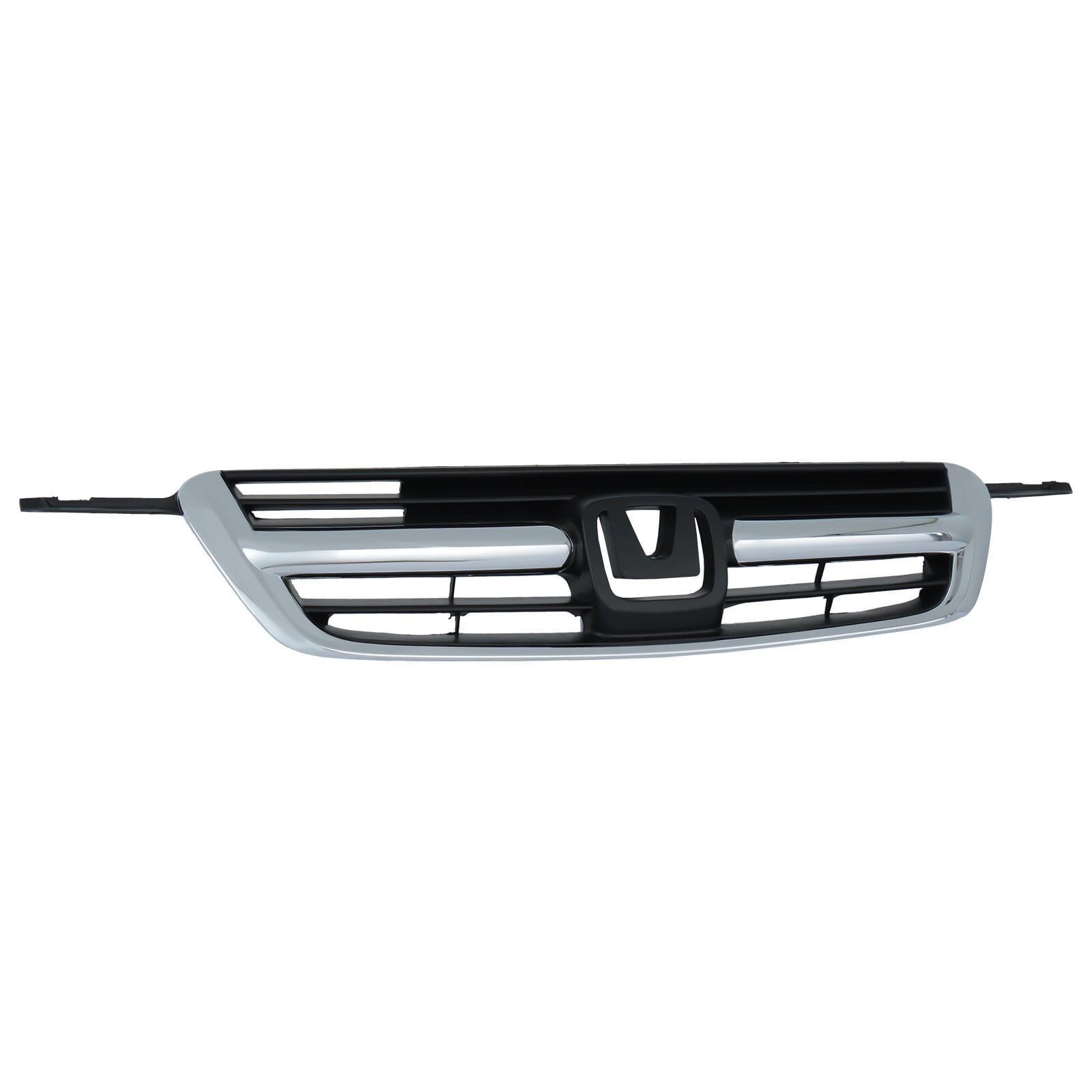 POWECHOX Front Grill Black W/Chrome Trim Compatible with Honda CRV CR-V 2002 2003 2004 Models, No Emblem