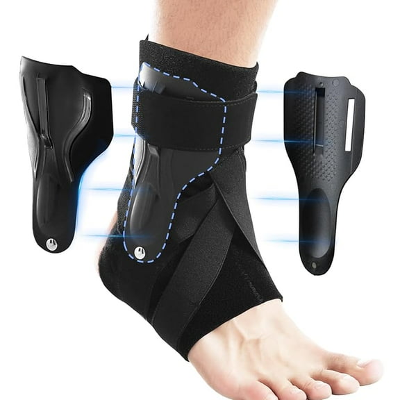 Ankle Brace for Sprained Ankle, Ankle Brace with Side Stabilizers for Men Women, Ankle Support Brace For High Ankle Sprains and Chronic Ankle Instability, Running, Football, Basketball-Medium