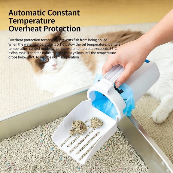 White Reusable 2-In-1 Fine Mesh Cat Litter Scoop For Pet Supplies - 2-In-1 Dual Function Sifting System With Fine Mesh Screen For Quick & Efficient Cat Litter & Waste Comes with 15 bags