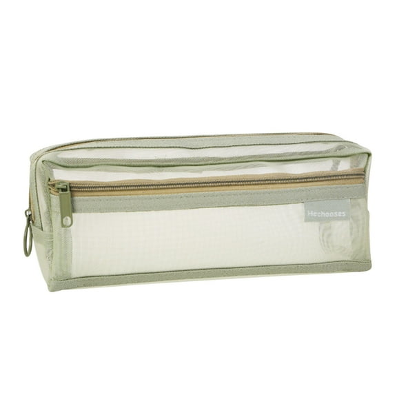 YIMWNYI Double Layer Transparent Mesh Pencil Case, Large Capacity Organizer for Office Supplies, Makeup, and Small Accessories, Durable Nylon Storage Box