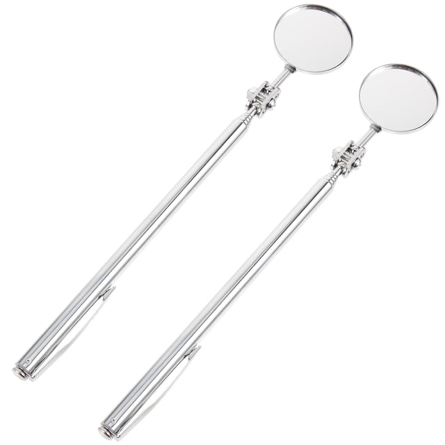 FENGGUIQU 2pcs Undercarriage Inspection Mirror Stainless Steel Silver Extendable Tool for Automotive Repair
