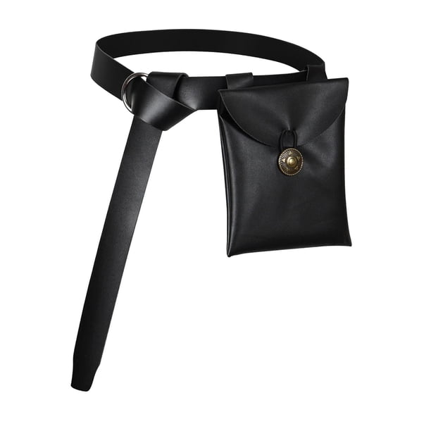 Riñonera medieval ajustable de piel sintética, accesorios de viaje, portátil riñonera 190 negra