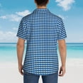 thumbnail image 6 of Fotbe Blue Gingham Hawaiian Shirt For Men Unisex Summer Beach Casual Short Sleeve Cotton Linen Button Down Shirts-Medium, 6 of 9
