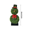 thumbnail image 3 of Artificial Snowman Topiary Tree 30 Inch with Red Bow Santa Hat, Potted Christmas Decor for Indoor Outdoor Porch Lawn, UV Resistant Boxwood Topiaries Holiday Decorations, 3 of 8