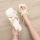 thumbnail image 5 of Sandalias de playa planas lisas decorativas con punta abierta para vacaciones informales con flores para mujer Wmkox8yii  ytu6956, 5 of 8