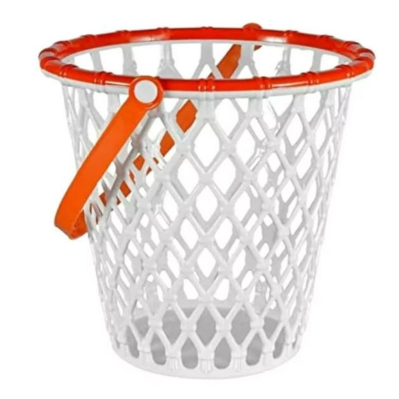 Basketball Sport Basket Pail Bucket Theme Easter Party Decoration Easter Eggs Hunting Event, Carry Storage Candy and Gifts Basket Easter Halloween Birthday for Kids Toddlers Boy & Girls 7x8 inches