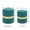 thumbnail image 3 of Homebeez Round Velvet Storage Ottoman,Vanity Stool Modern Upholstered Footstool Cyan , Pack of 2, 3 of 6