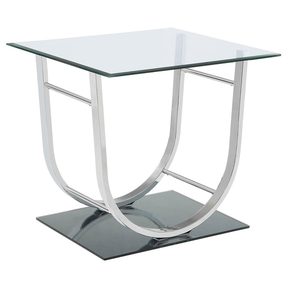 Danville Rectangular U-Shaped Glass Top Side End Table Chrome
