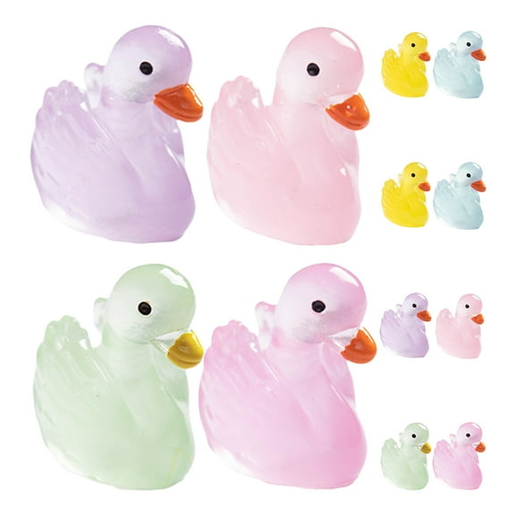 unbranded 12pcs Tiny Resin Ducks Glow in the Dark Miniature Animal Figurines for Dollhouse Accessories and Micro Landscape Ornaments