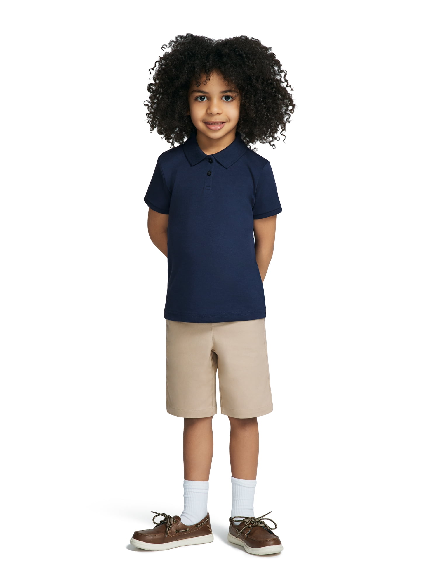 Wonder Nation Toddler Boys School Uniform Short Sleeve Pique Polo Shirt, 2-Pack, Sizes 2T - 5T