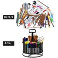 thumbnail image 4 of 360 Degree Rotating Multi-Function Pen Holder, 4 Compartment Desktop Stationery Storage Box, Home Office Art Supplies Storage Box Organizer (Black), 4 of 4