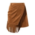thumbnail image 3 of Tennis Skirts for Women Summer Western Style Fringe Bodycon Skirt for Everyday Casual Comfort Versatile A Line Denim Brown XL, 3 of 8