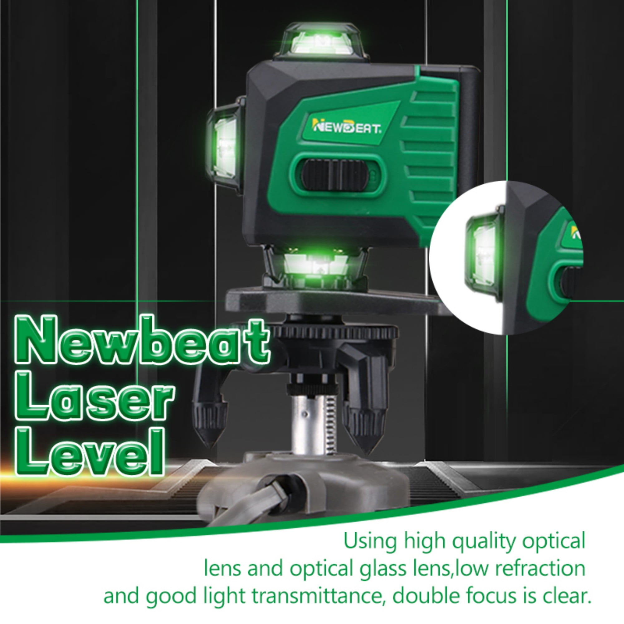 NEWBEAT 360° Self-Leveling Laser Level, Remote Control Cross Line Laser Tool for Construction, Tile and Renovation Projects