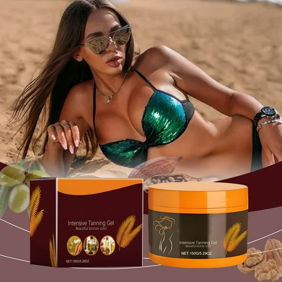 Body Care Tanning Gel Accelerator Sunbed Gel Achieve Natural Tan Skin Self Tanning Body Gel TanBlack Repairing Gel Beach Sunbathing Tanning Wheat Bronze Color Light Texture Not Greas