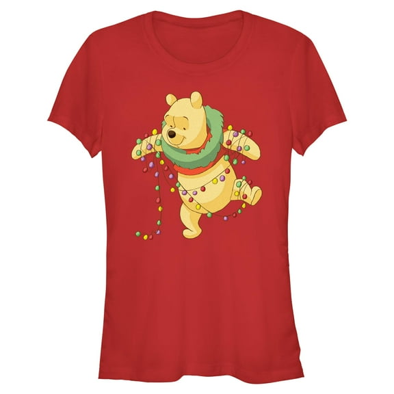 Juniors Winnie the Pooh Christmas Lights Tangle T Shirt