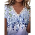 thumbnail image 2 of Gvmfive Women Plus Size Short Sleeve V Neck Lace Tops Tunic Blouse, 2 of 3