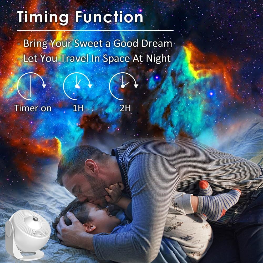 VIVIHEYDAY 13 in 1 Planetarium Galaxy Projector 360° Rotating Night Light Nebula Star Projector Lamp Timer White
