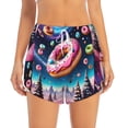thumbnail image 4 of Lsque Starry Sky Pine Tree Donut Printed Women's Running Shorts with Liner Pockets,Elastic Quick Dry Workout Athletic Gym Yoga Shorts,Womens High Waist Shorts-Small, 4 of 9