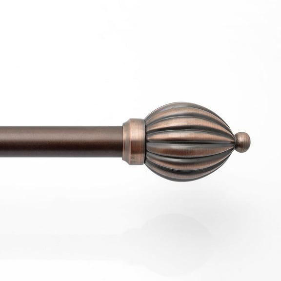 Deco Window 72 to 144 Inches Adjustable Curtain Rod for Windows with Kamrak Finials & Bracket Set (1'' Diameter,Antique Copper)