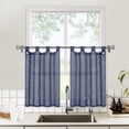 thumbnail image 1 of Linen Tier Curtains with Solid Button Rod Pocket Kitchen Curtain Set of 2, Dark Blue 27"Wx24"L, 1 of 6