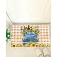 thumbnail image 4 of Shag Bath Rugs Blue Truck Summer Sunflowers Plush Soft Fluffy Doormat Floor Carpet,Non-Slip Living Room Bedroom Kitchen Entryway Door Mats Country Farmhouse Plaid, 4 of 6