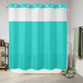 thumbnail image 6 of No Hook Shower Curtain, Turquoise Shower Curtains for Bathroom with See Through Top Window, Modern Pure Turquoise Waterproof & Washable Bath Curtain 66"x72", 6 of 9