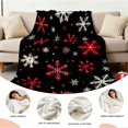 thumbnail image 4 of 1pc Hypoallergenic Flannel Blanket - All Season Soft Warm Blanket, Red and White Snowflake Print, 4 of 6