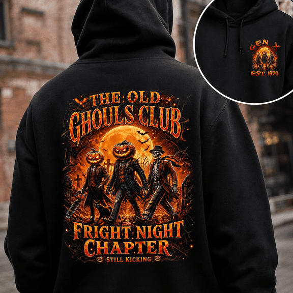 Custom Year Generation X 1965-1980 The Old Ghouls Club Fright Night Chapter Pumpkin Skull Hoodie Halloween Gift