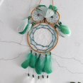 thumbnail image 4 of Boho Owl Dream Catcher Handmade Traditional Feather Dreamcatcher Hanging Wall Decorations for Home Bedroom Dark Green, 4 of 5
