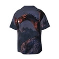 thumbnail image 5 of KLL Fire Breathing Dragon Twilight Print Men's Shirt Short Sleeve Button Down Summer Cuba Beach Shirts- Medium, 5 of 5