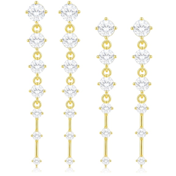 APSVO 18K Gold Plated Drop Earrings for Women CZ Lightweight Hypoallergenic Post Dangle Earrings Set Wedding Birthday Mothers Day Jewelry Gifts Teen Mom Bride Bridesmaid Girlfriend Wife Age