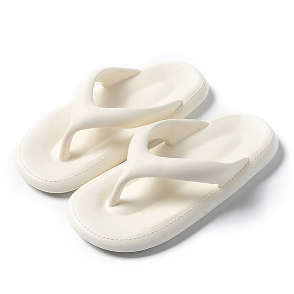 AUDeals Men's and Women's Flip Flops, Orthotic Lightweight Slides with Pillow Soft Cushion for Beach, Bath and Spa Use (White, 6)