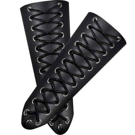 Gauntlet Wrist Protectors with Lace-Up Design for Archery Unisex Leather Arm Guards