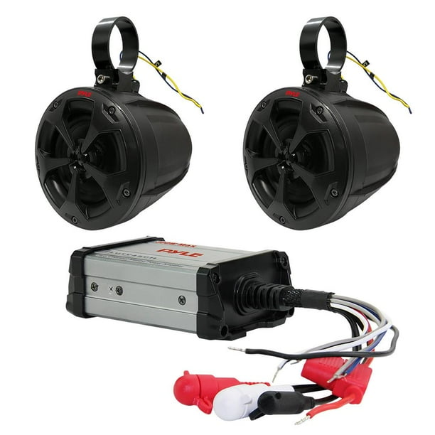 Pyle 800W Waterproof Marine Speakers + 2 Ch. Rated Amplifier, ATV, UTV